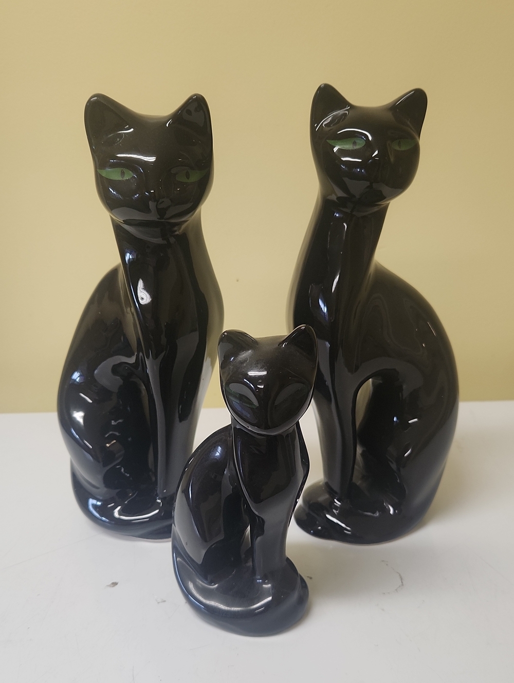 Mid Century Modern Black Cat Family